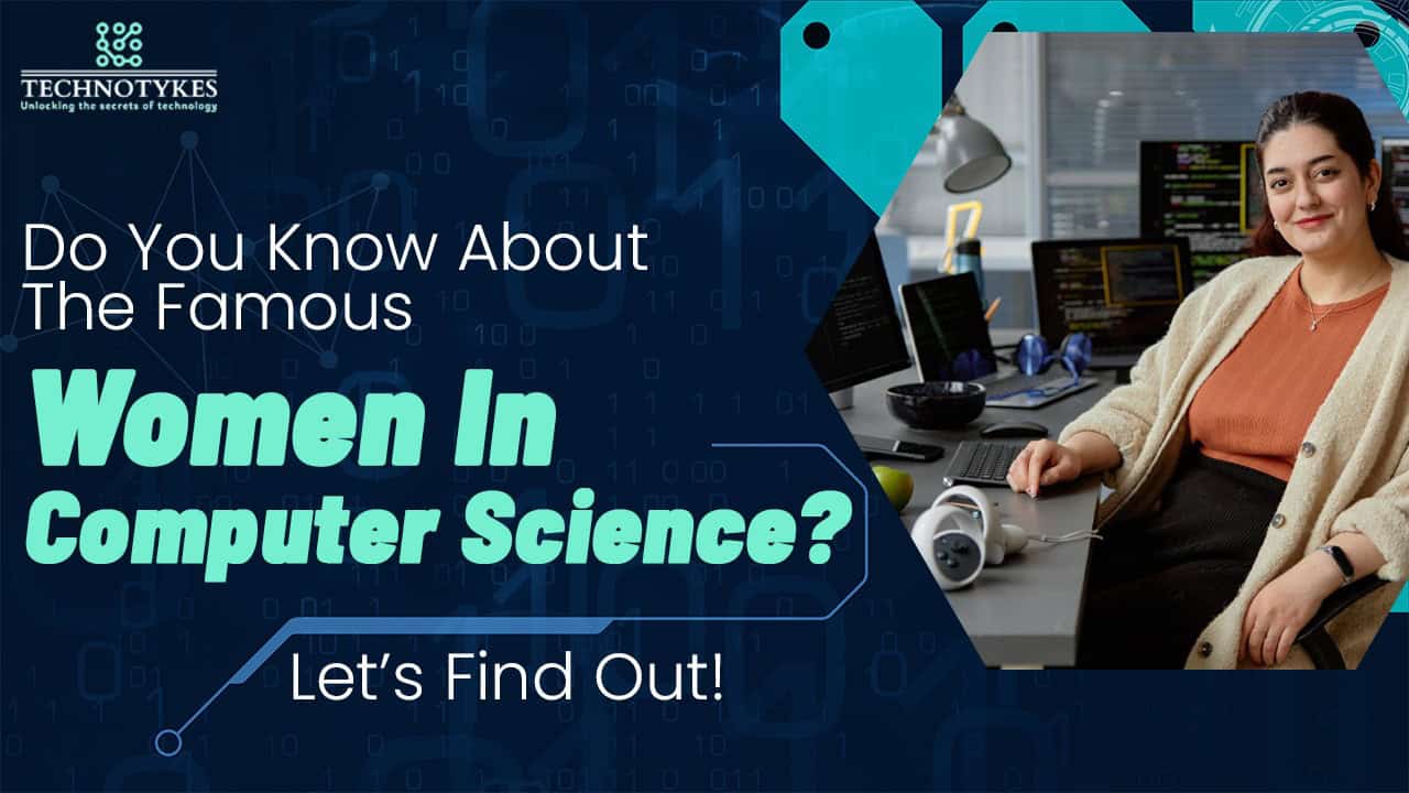Innovative woman working on computer science project in a modern tech workspace.