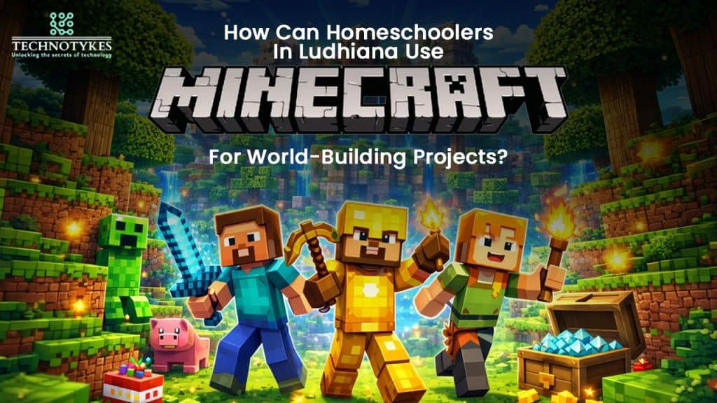 Kids playing Minecraft for homeschooling projects in Ludhiana.